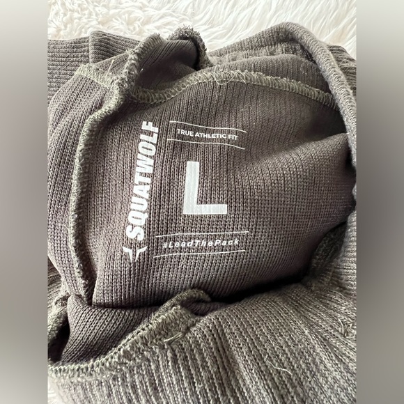 Olive green ribbed sweatpants. - Picture 2 of 2